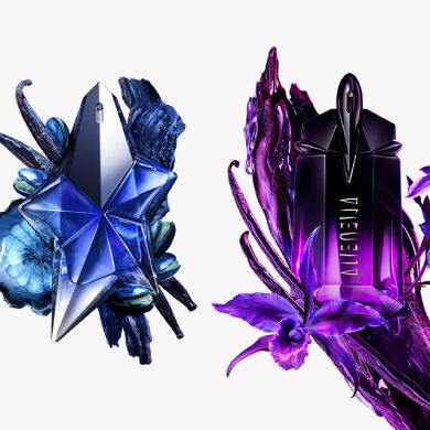 duo de flacons de parfums angel et alien mugler.