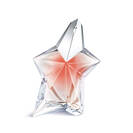 The Mugler Angel Blush star bottle 100 ml, featuring a nude heart and a shimmering silver cap, isolated on a white background.