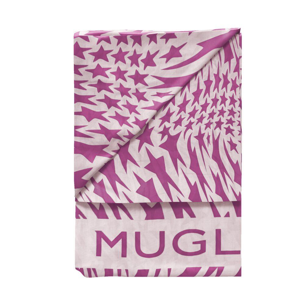 pareo rose avec le logo Mugler