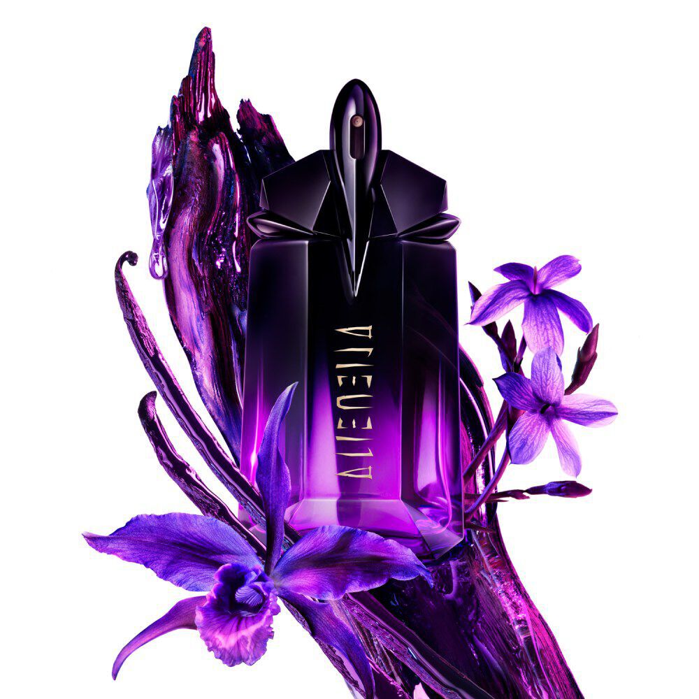 flacon de parfum violet mugler du bois et des accords de vanille