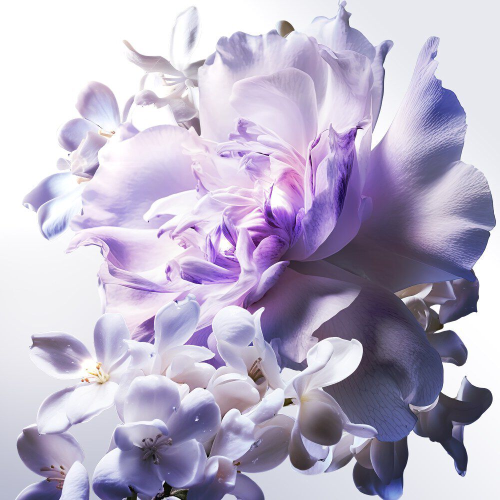 bouquet de fleurs blanches et violettes