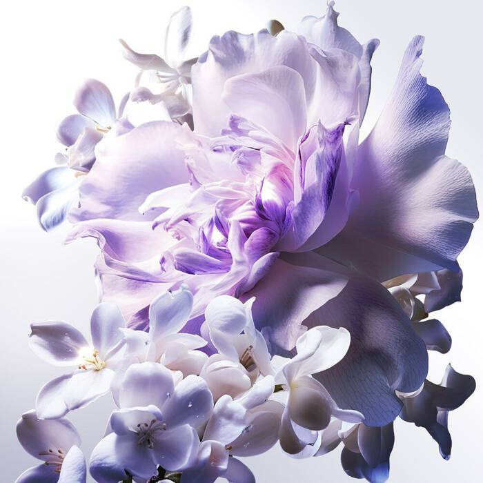 bouquet de fleurs blanches et violettes