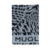 un pareo bleu avec le logo Mugler