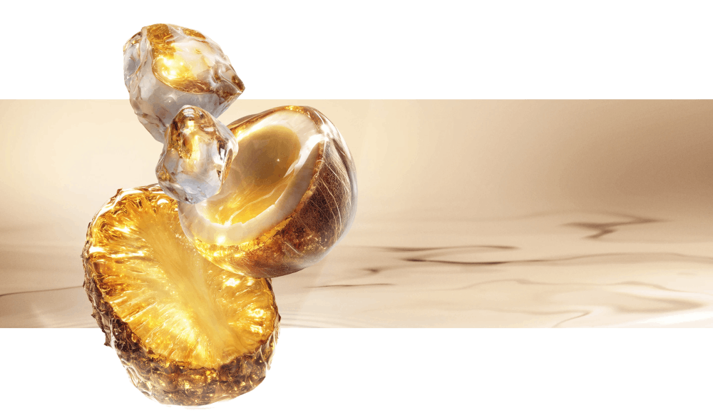 Les principaux ingrédients du nouveau parfum Starlicious Pineapple Musk : une tranche d'ananas éclatante, une noix de coco fendue et du musc cristallin, le tout sur un fond d eau ondulante, chaleureuse et lumineuse.