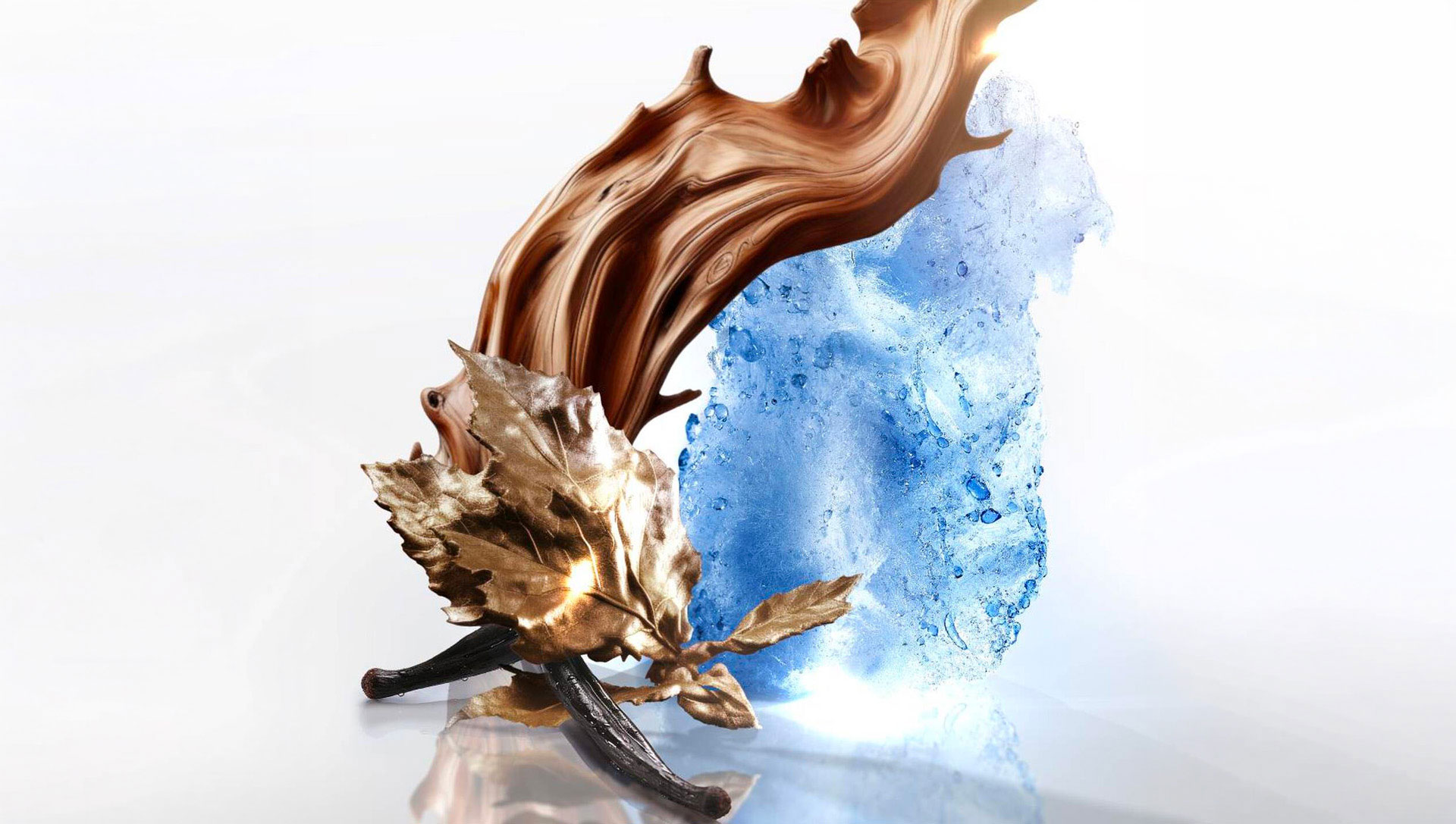 Un accord de praline et une note de patchouli, rehaussés d'un tourbillon de caramel doré et d'éléments botaniques, mettant en valeur les notes de fond chaudes et gourmandes du gel douche parfumé Mugler Angel.